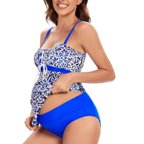 Love2Mi Maternity Swimsuit Printed Pregnancy Bathing Suits Tankini Top Summer Sm - Picture 3 of 8
